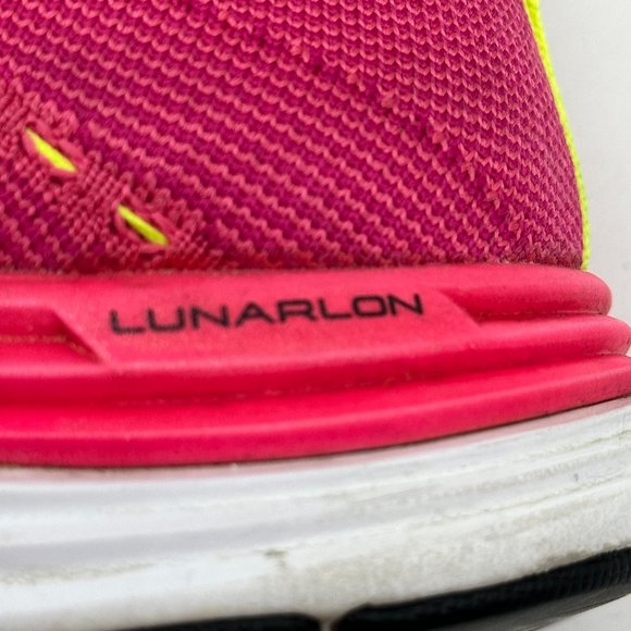 Nike Tenis Womens Flyknit One Lunarlon Running Shoes Pink/Volt Size 8 EUR 39 - Picture 13 of 13